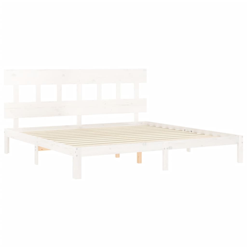 Cadre de lit sans matelas blanc bois massif de pin