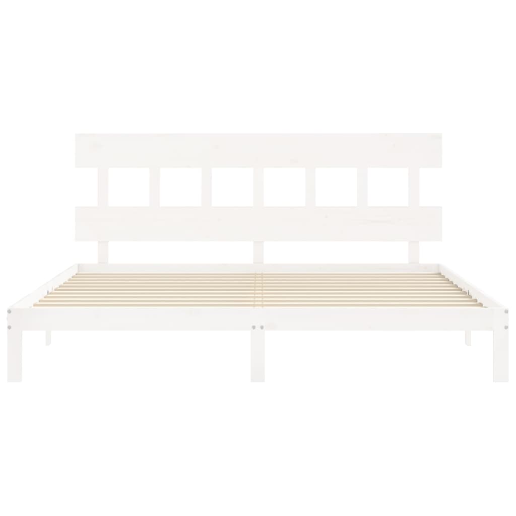 Cadre de lit sans matelas blanc bois massif de pin