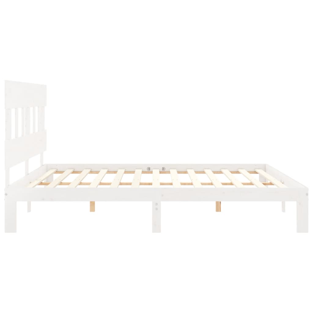 Cadre de lit sans matelas blanc bois massif de pin