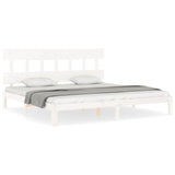 Cadre de lit sans matelas blanc 200x200 cm bois massif de pin