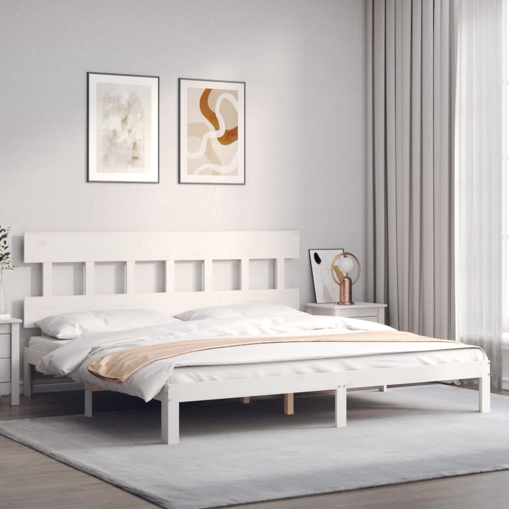 Cadre de lit sans matelas blanc 200x200 cm bois massif de pin