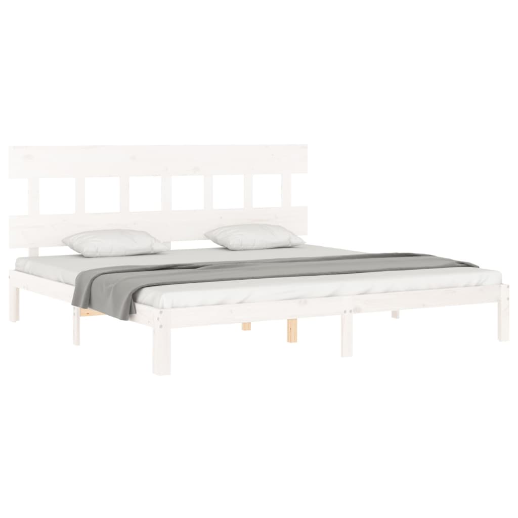 Cadre de lit sans matelas blanc 200x200 cm bois massif de pin