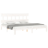 Cadre de lit sans matelas blanc 200x200 cm bois massif de pin