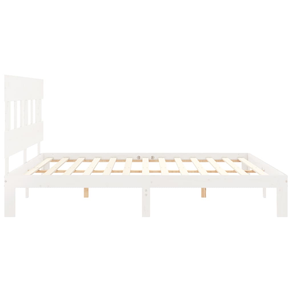 Cadre de lit sans matelas blanc 200x200 cm bois massif de pin