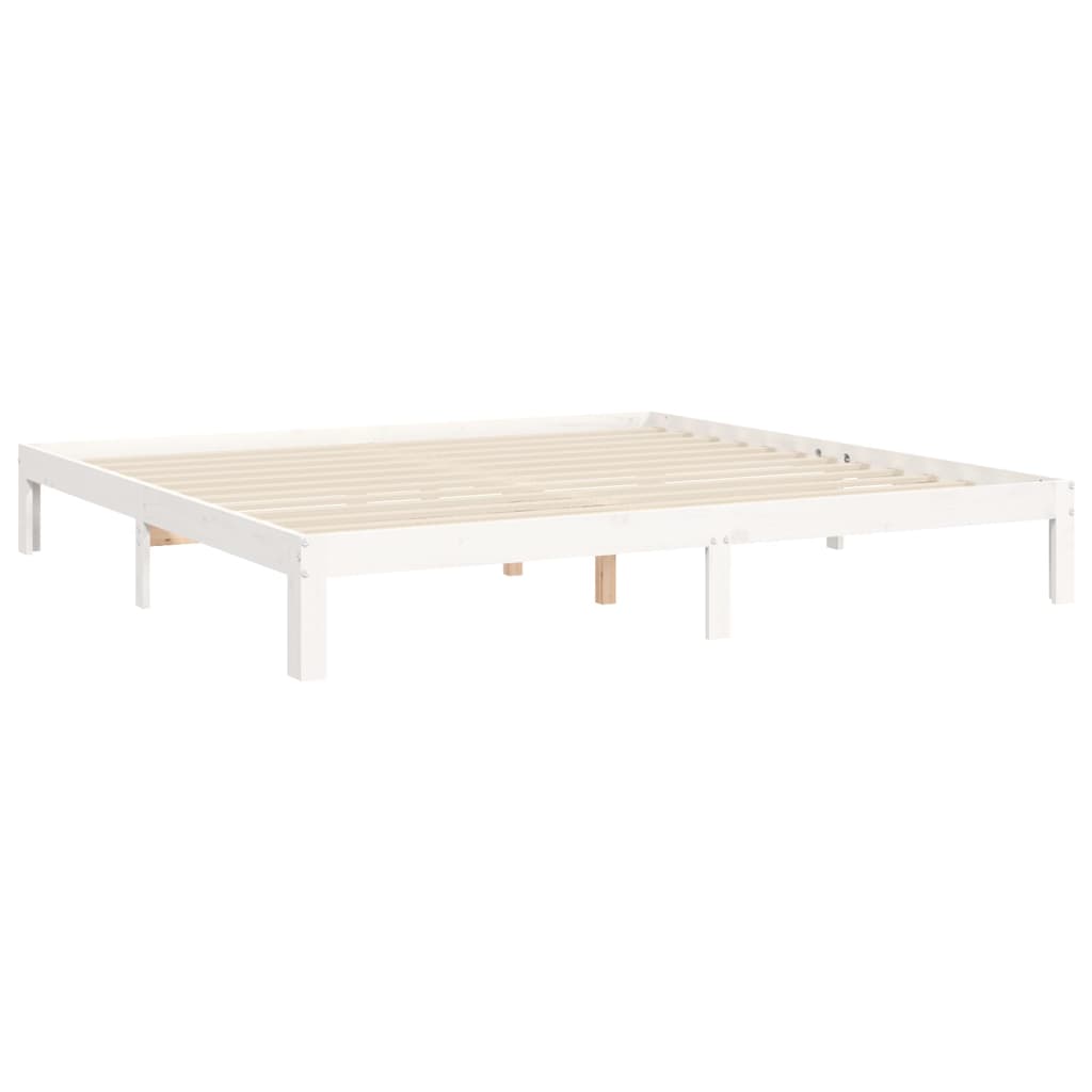 Cadre de lit sans matelas blanc 200x200 cm bois massif de pin