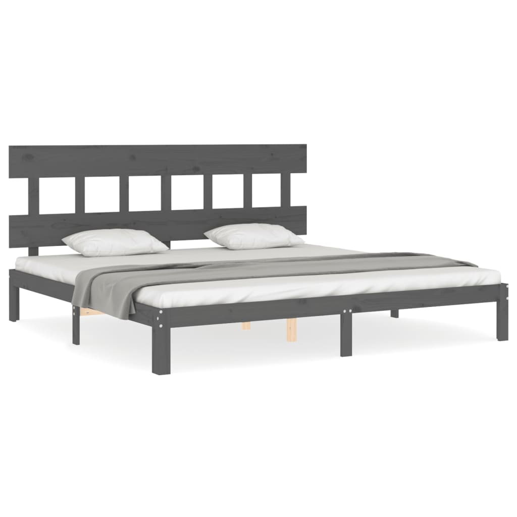 Cadre de lit sans matelas gris 200x200 cm bois massif de pin