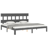 Cadre de lit sans matelas gris 200x200 cm bois massif de pin