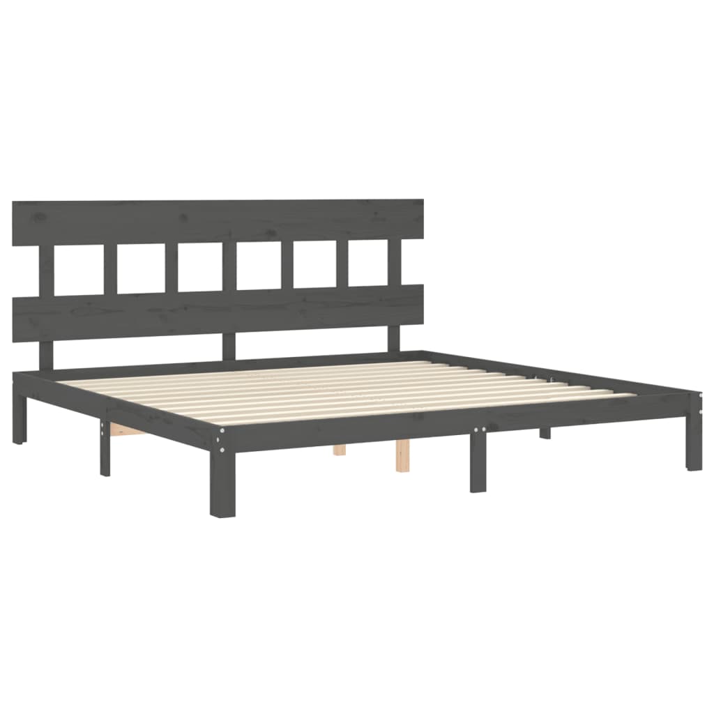 Cadre de lit sans matelas gris 200x200 cm bois massif de pin