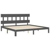 Cadre de lit sans matelas gris 200x200 cm bois massif de pin