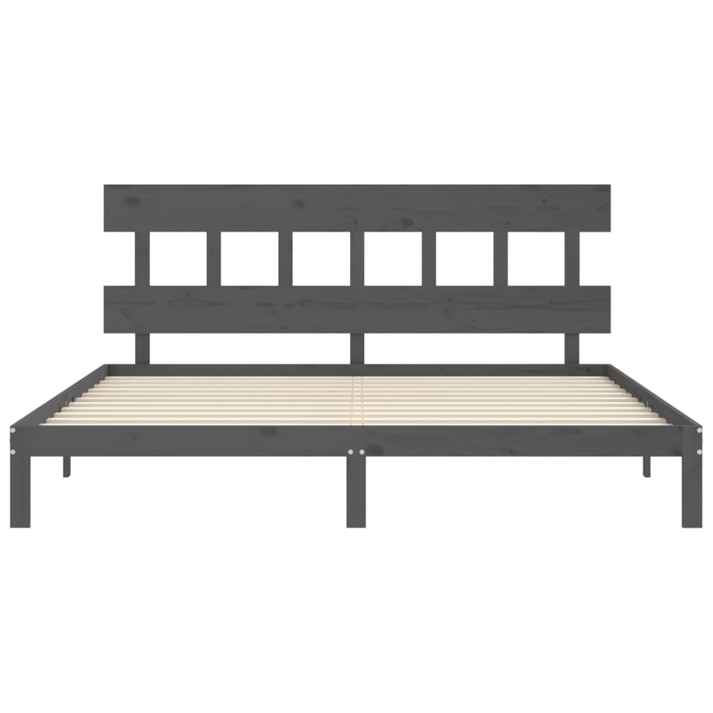 Cadre de lit sans matelas gris 200x200 cm bois massif de pin