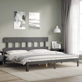 Cadre de lit sans matelas gris 200x200 cm bois massif de pin