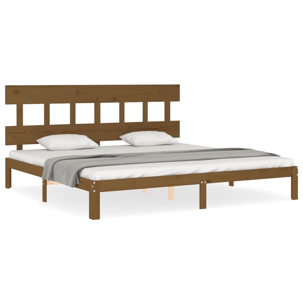 Cadre de lit sans matelas marron miel 200x200cm bois pin massif