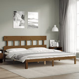 Cadre de lit sans matelas marron miel 200x200cm bois pin massif