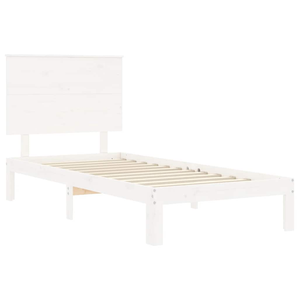 Cadre de lit sans matelas blanc bois de pin massif