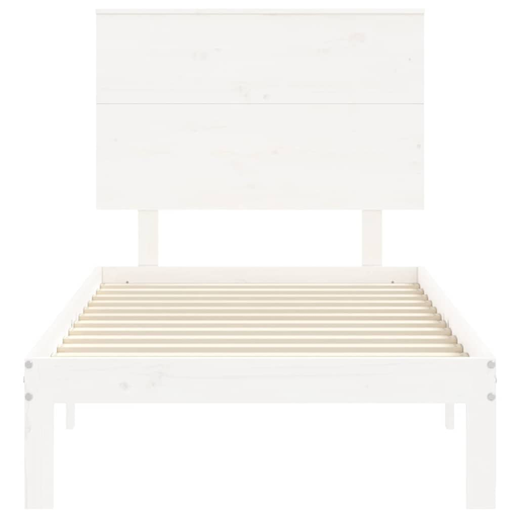 Cadre de lit sans matelas blanc bois de pin massif