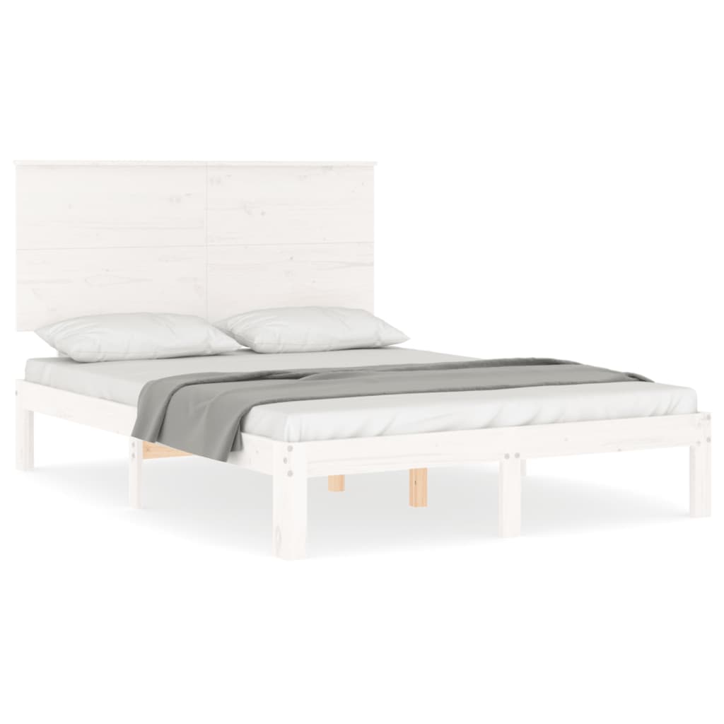 Cadre de lit sans matelas blanc bois de pin massif