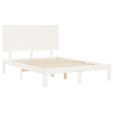 Cadre de lit sans matelas blanc bois de pin massif