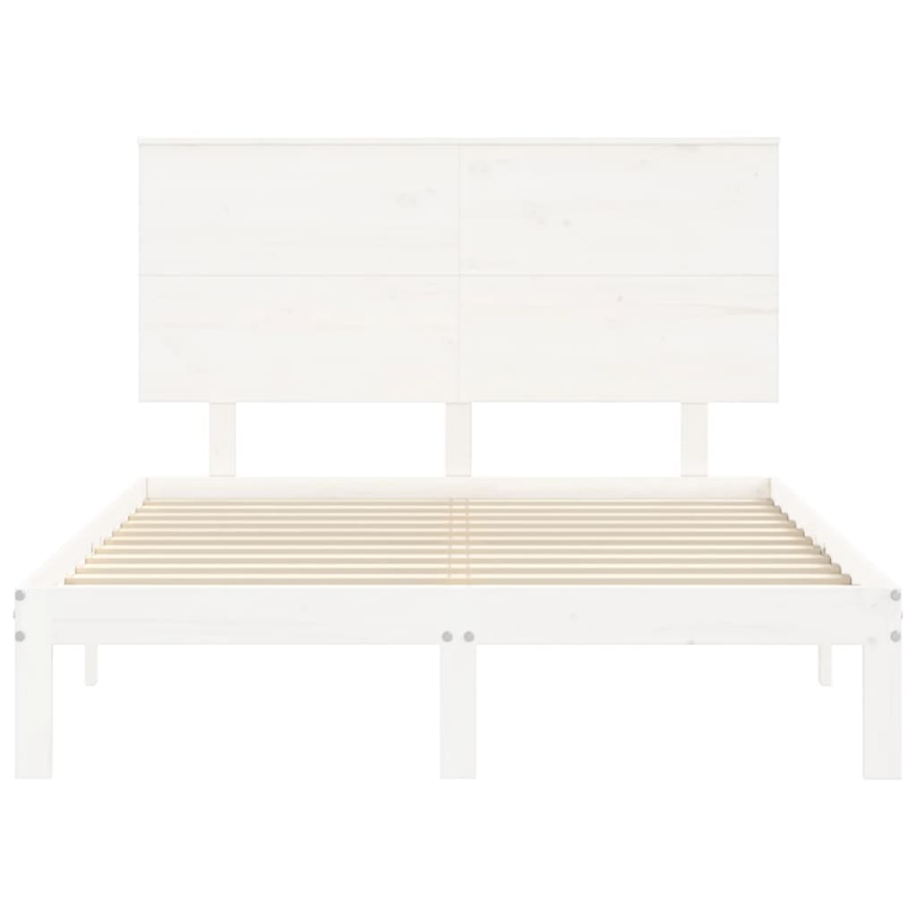 Cadre de lit sans matelas blanc bois de pin massif