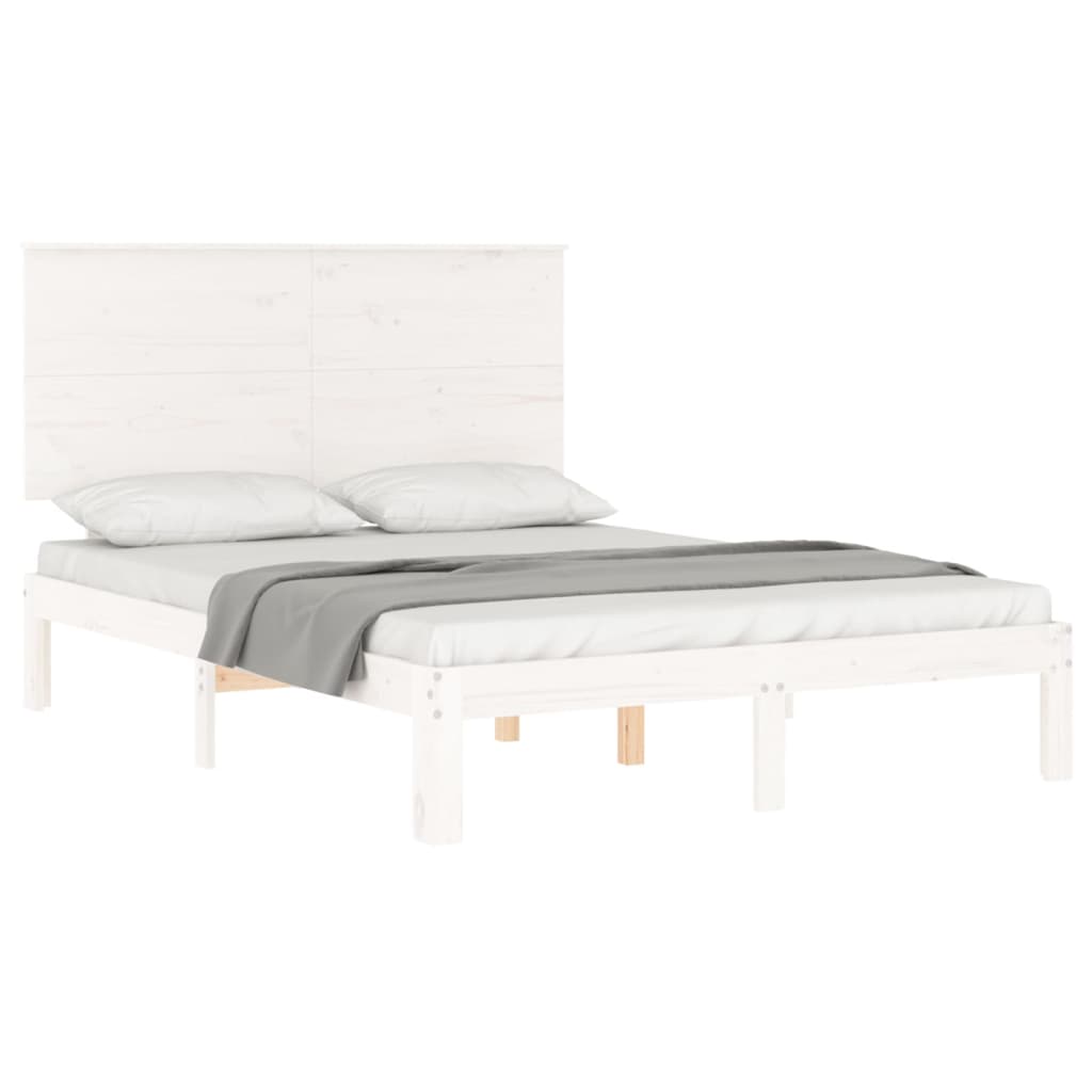 Cadre de lit sans matelas blanc bois de pin massif