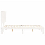 Cadre de lit sans matelas blanc bois de pin massif