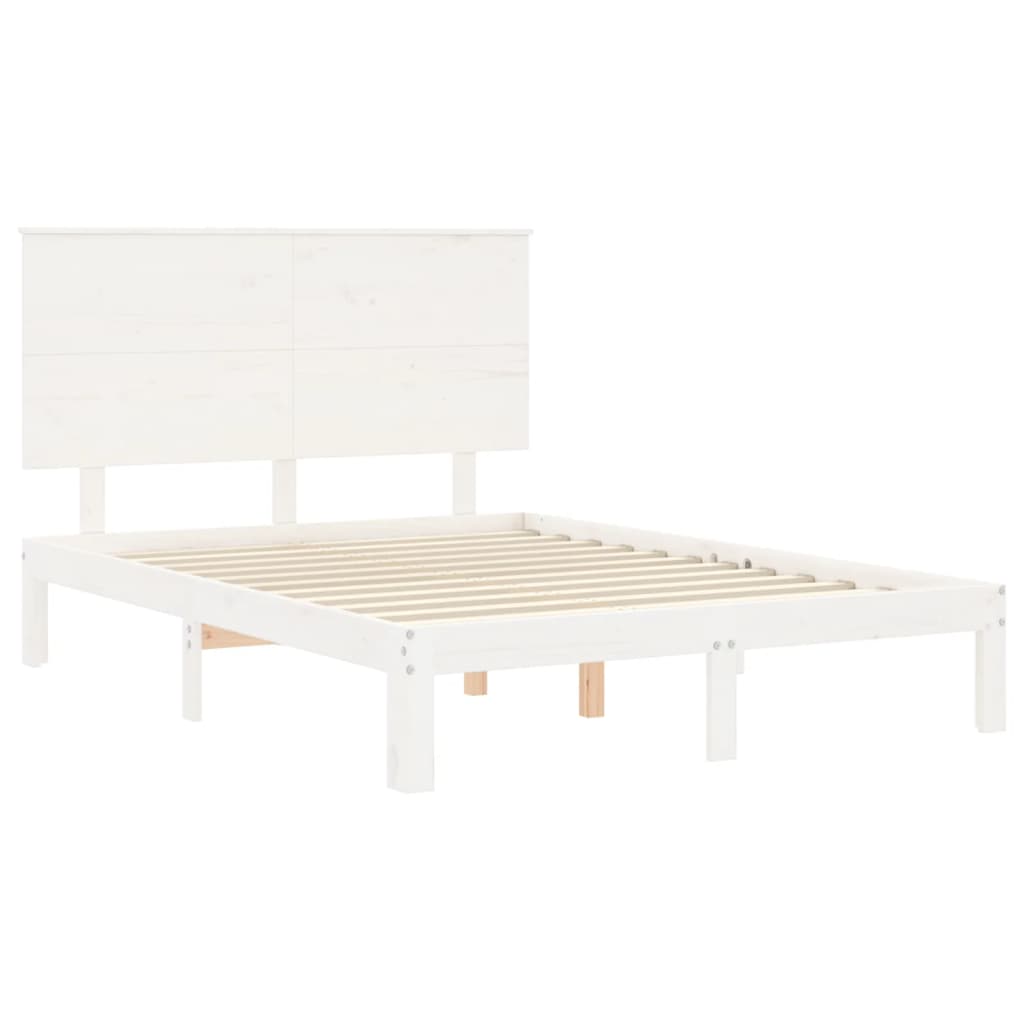 Cadre de lit sans matelas blanc 140x190 cm bois de pin massif