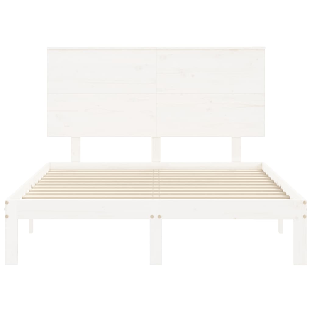 Cadre de lit sans matelas blanc 140x190 cm bois de pin massif