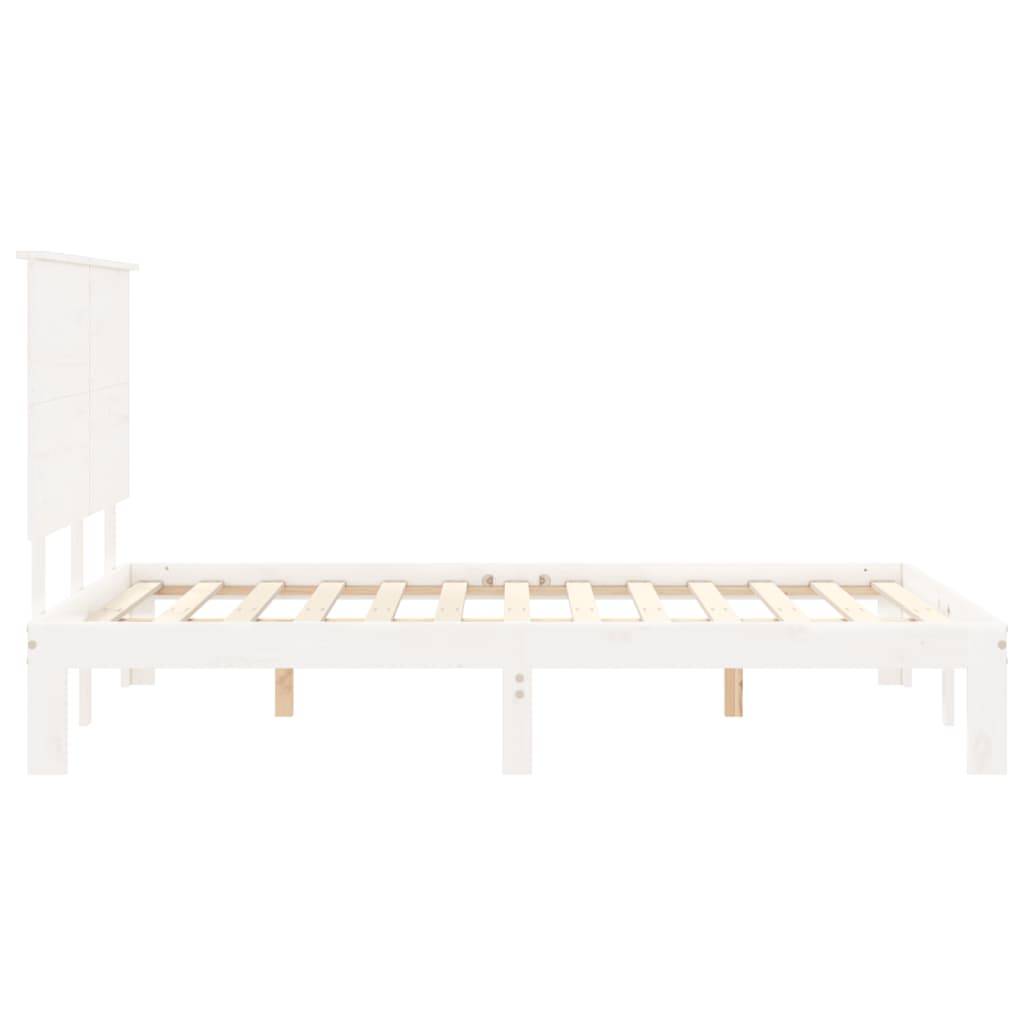 Cadre de lit sans matelas blanc 140x190 cm bois de pin massif