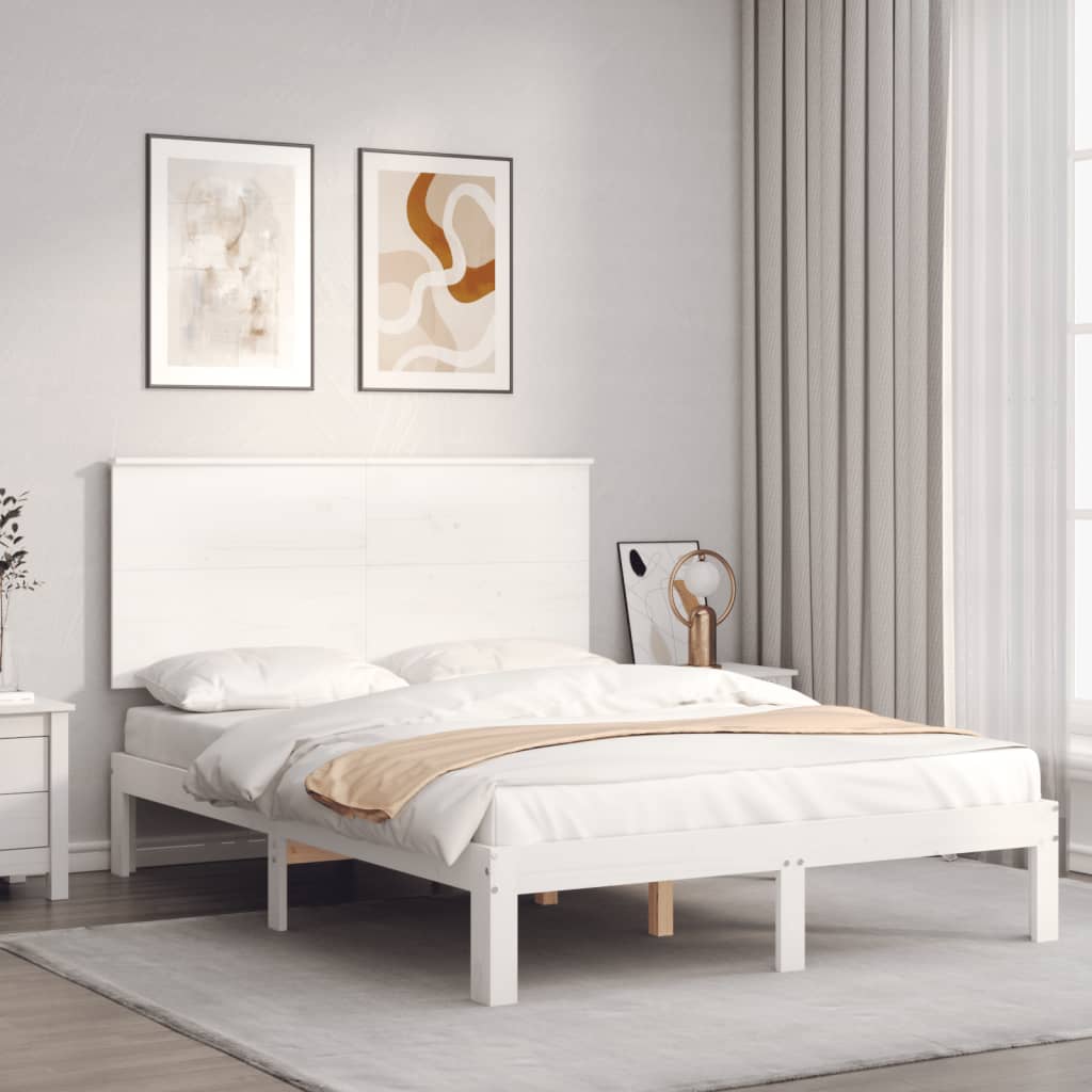 Cadre de lit sans matelas blanc 140x190 cm bois de pin massif