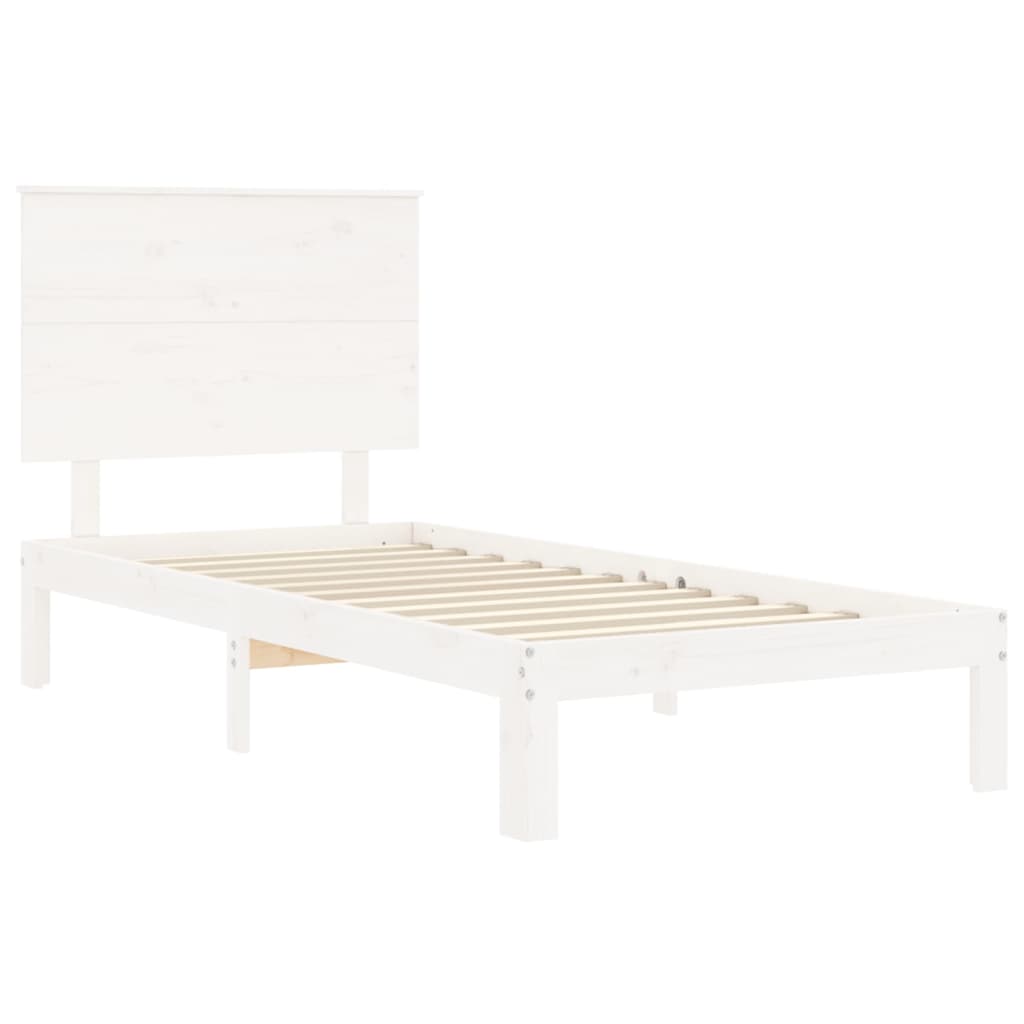 Cadre de lit sans matelas blanc 90x200 cm bois de pin massif