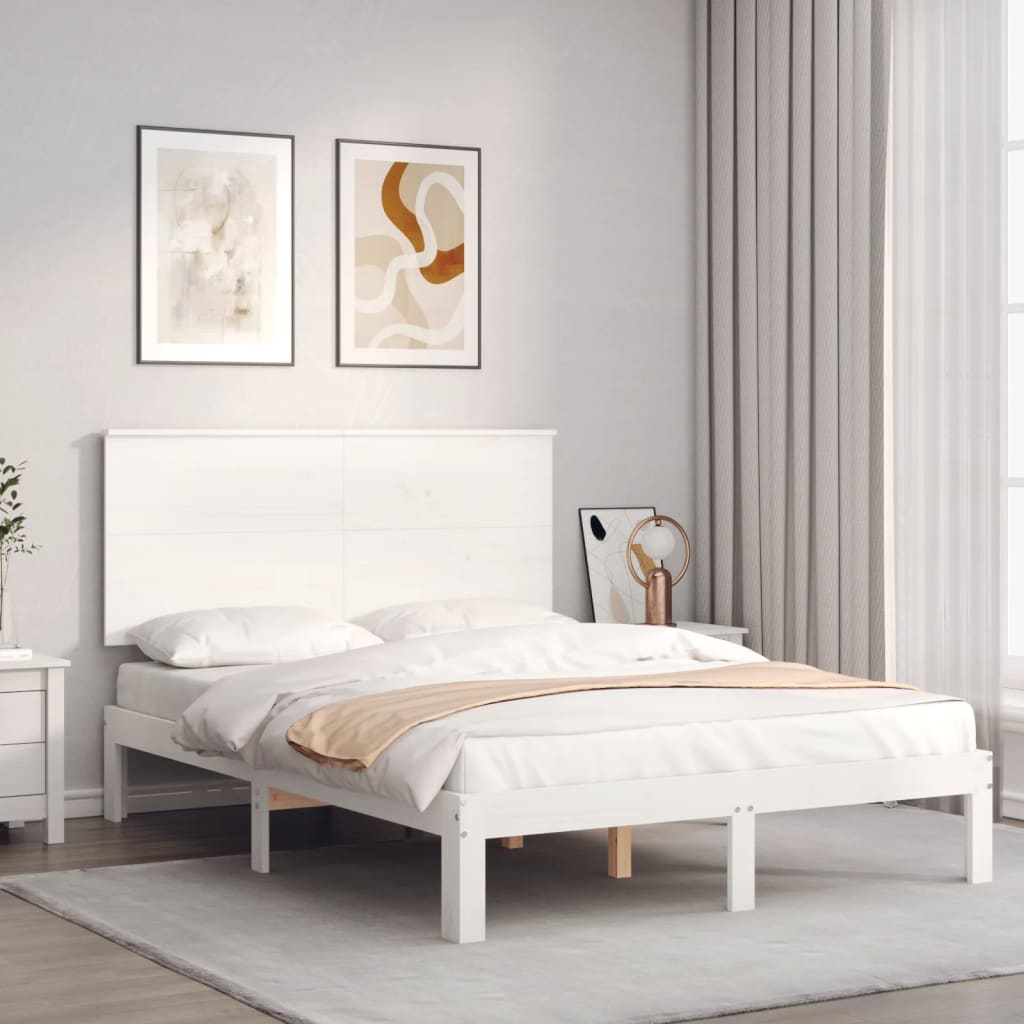 Cadre de lit sans matelas blanc 120x200 cm bois de pin massif