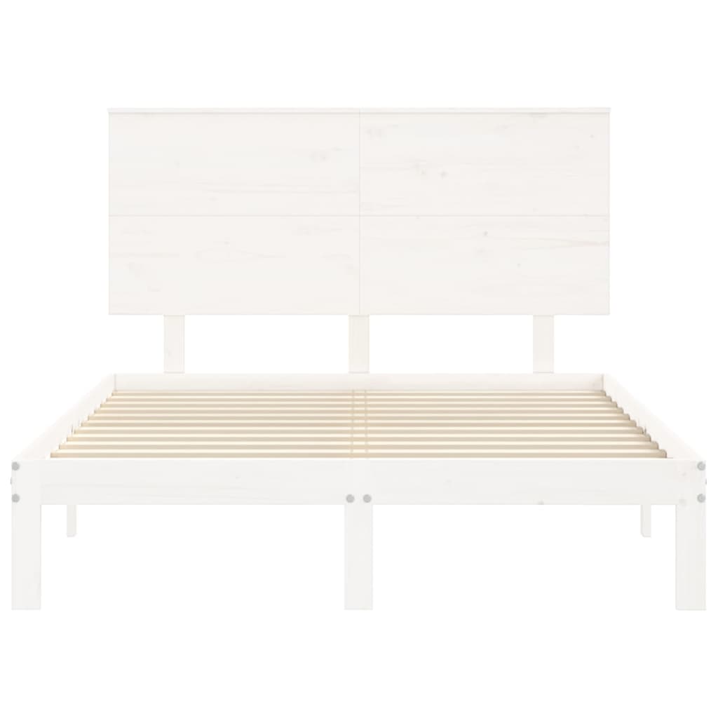 Bed frame without mattress white 140x200 cm solid pine wood