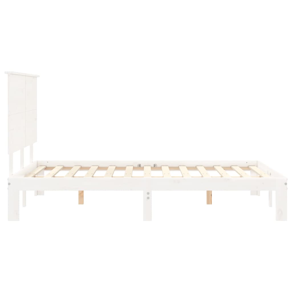 Bed frame without mattress white 140x200 cm solid pine wood