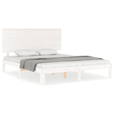 Cadre de lit sans matelas blanc bois de pin massif