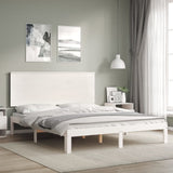 Cadre de lit sans matelas blanc bois de pin massif