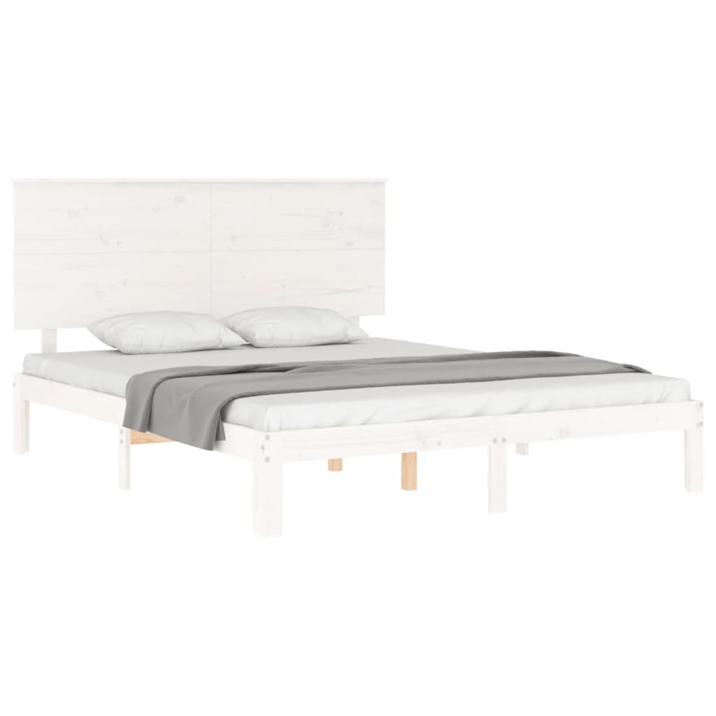 Cadre de lit sans matelas blanc bois de pin massif