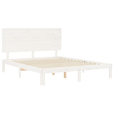 Cadre de lit sans matelas blanc bois de pin massif