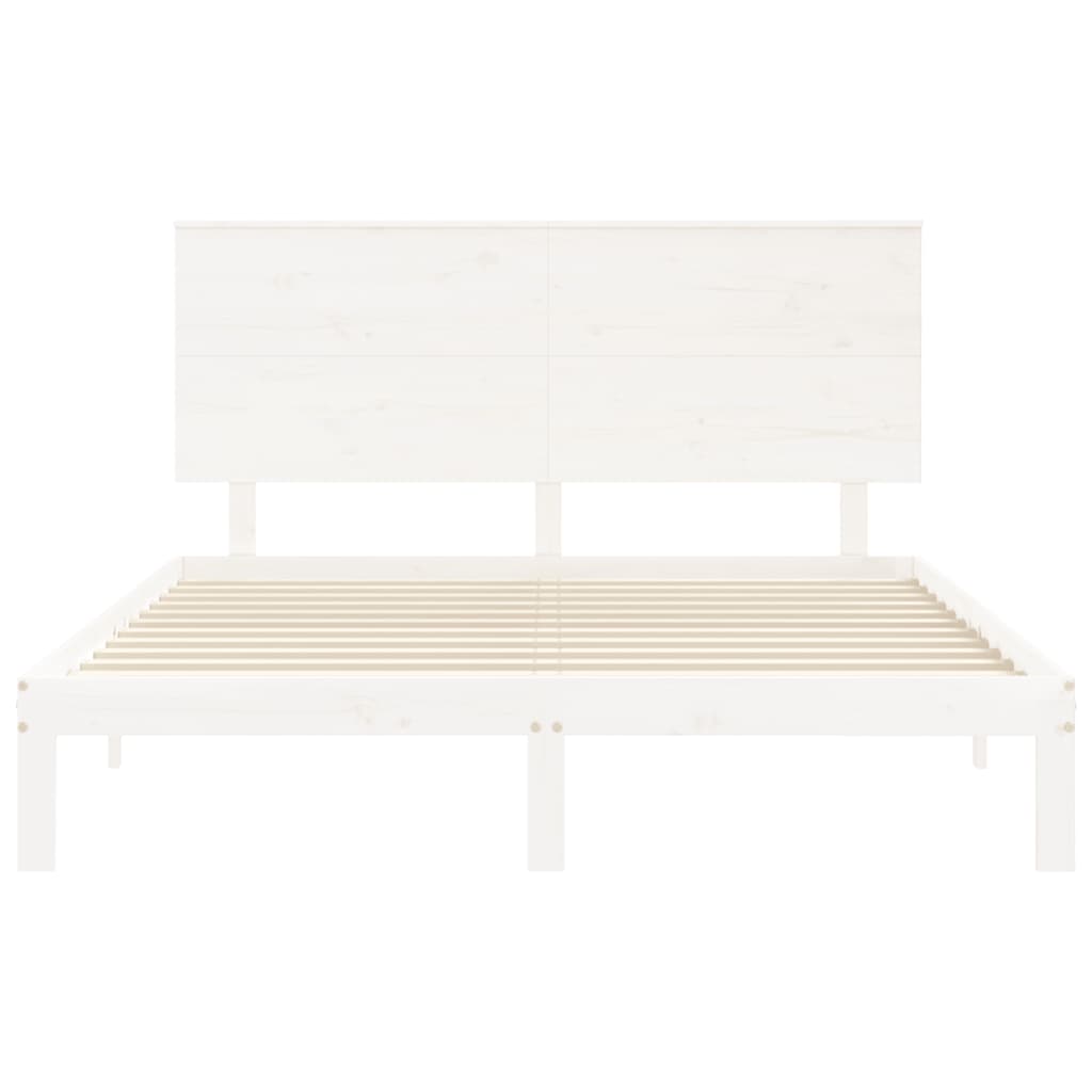 Cadre de lit sans matelas blanc bois de pin massif