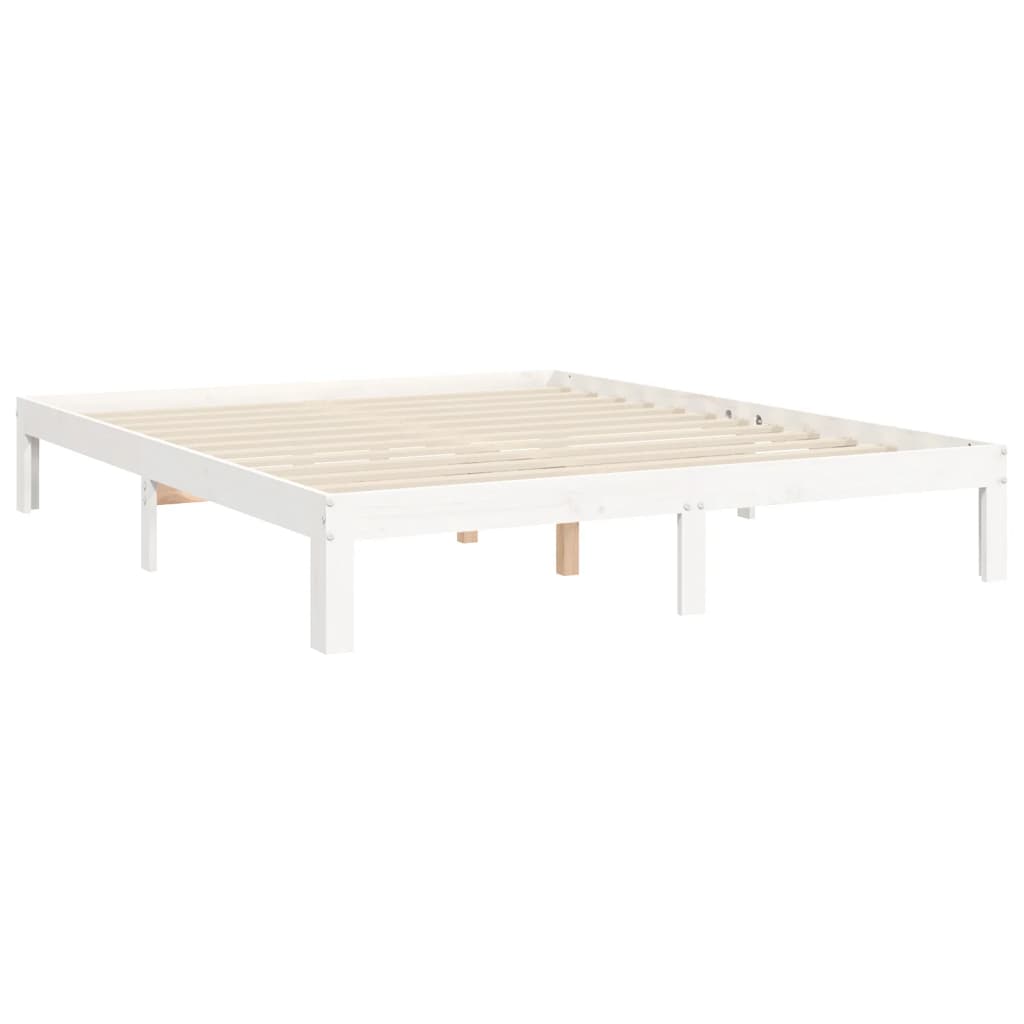 Cadre de lit sans matelas blanc bois de pin massif