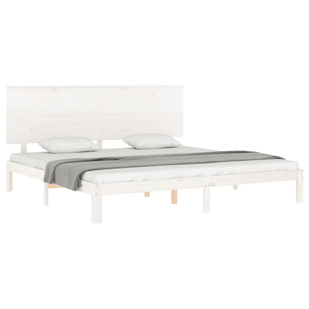 Cadre de lit sans matelas blanc bois massif de pin