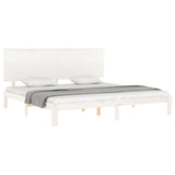 Cadre de lit sans matelas blanc bois massif de pin