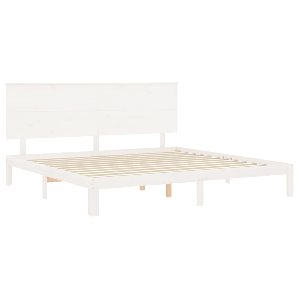 Cadre de lit sans matelas blanc bois massif de pin