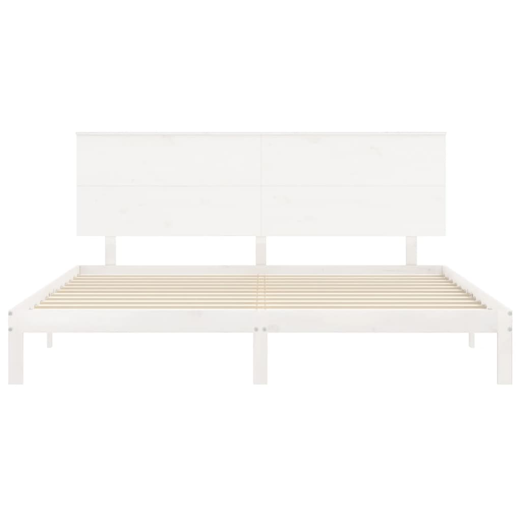 Cadre de lit sans matelas blanc bois massif de pin