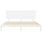 Cadre de lit sans matelas blanc bois massif de pin