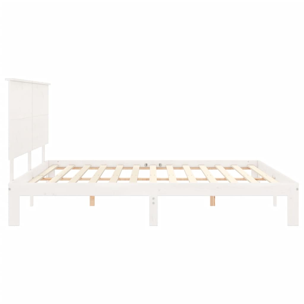 Cadre de lit sans matelas blanc bois massif de pin