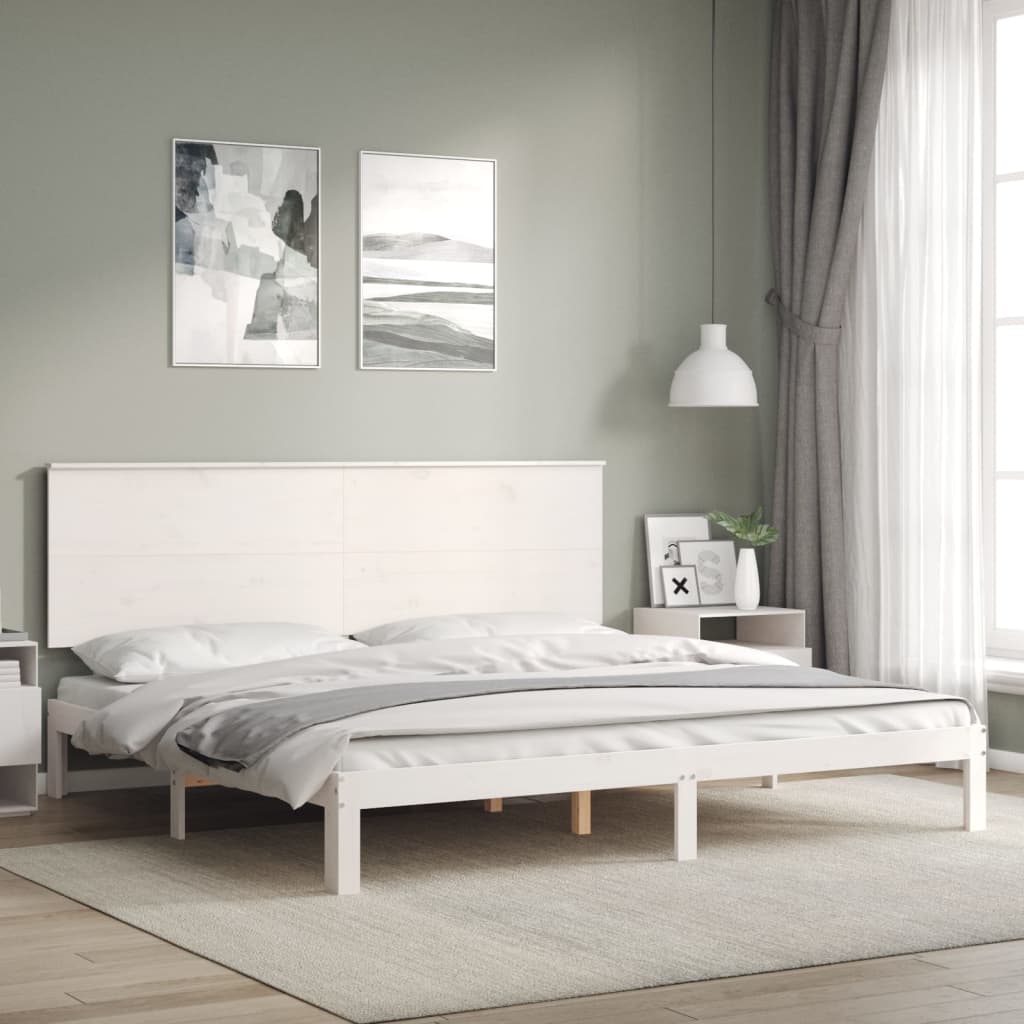 Cadre de lit sans matelas blanc 200x200 cm bois massif de pin