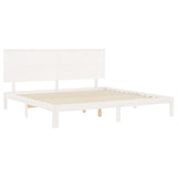 Cadre de lit sans matelas blanc 200x200 cm bois massif de pin