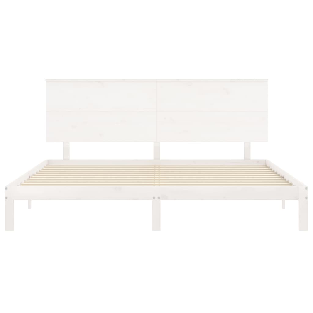 Cadre de lit sans matelas blanc 200x200 cm bois massif de pin