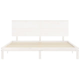 Cadre de lit sans matelas blanc 200x200 cm bois massif de pin