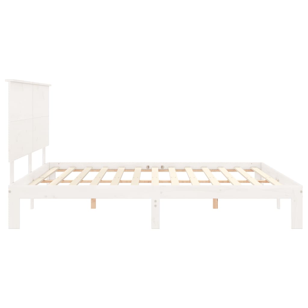 Cadre de lit sans matelas blanc 200x200 cm bois massif de pin