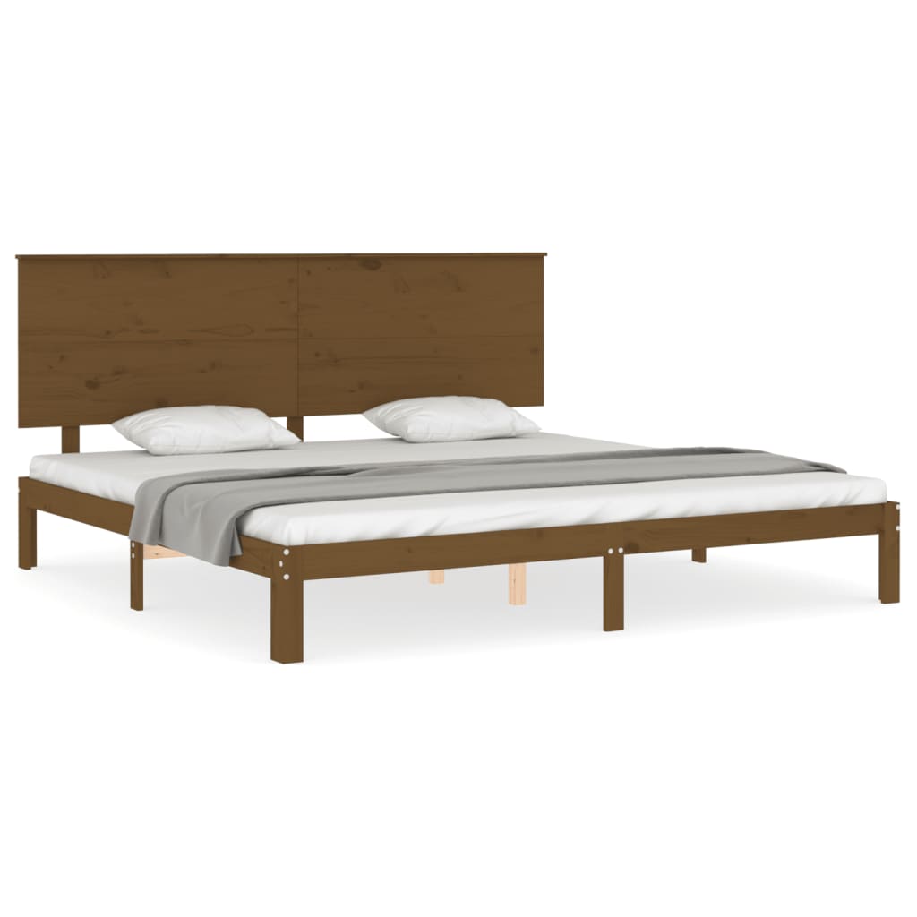 Cadre de lit sans matelas marron miel 200x200cm bois pin massif